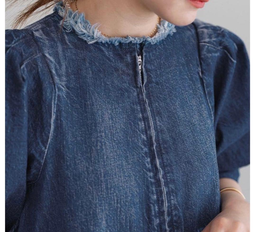 イエナ/アッパーハイツ M パフスリーブデニムオールインワン2025