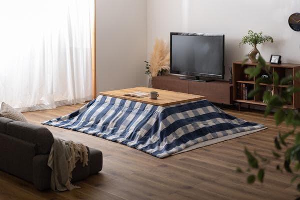 おしゃれ ふかふか かわいい 暖かい 長方形 こたつ布団 ギンガムチェックブルー