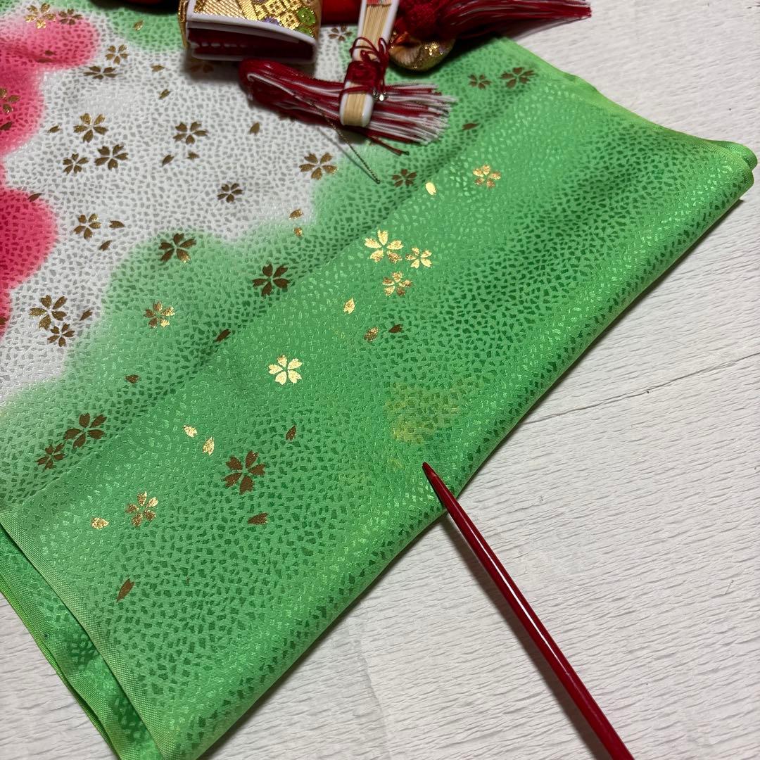 七五三　着物セット　7歳　ピンク色　紫色　正絹　美品