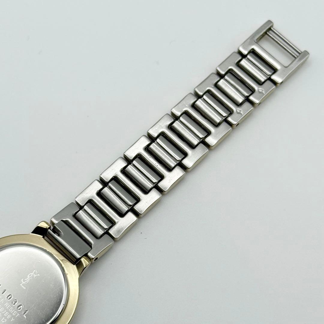 ✨新品電池・稼働✨サンローラン 腕時計 クォーツ ラウンド コンビ 白文字盤