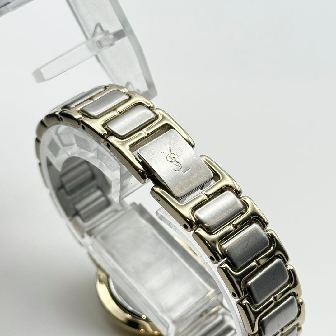 ✨新品電池・稼働✨サンローラン 腕時計 クォーツ ラウンド コンビ 白文字盤