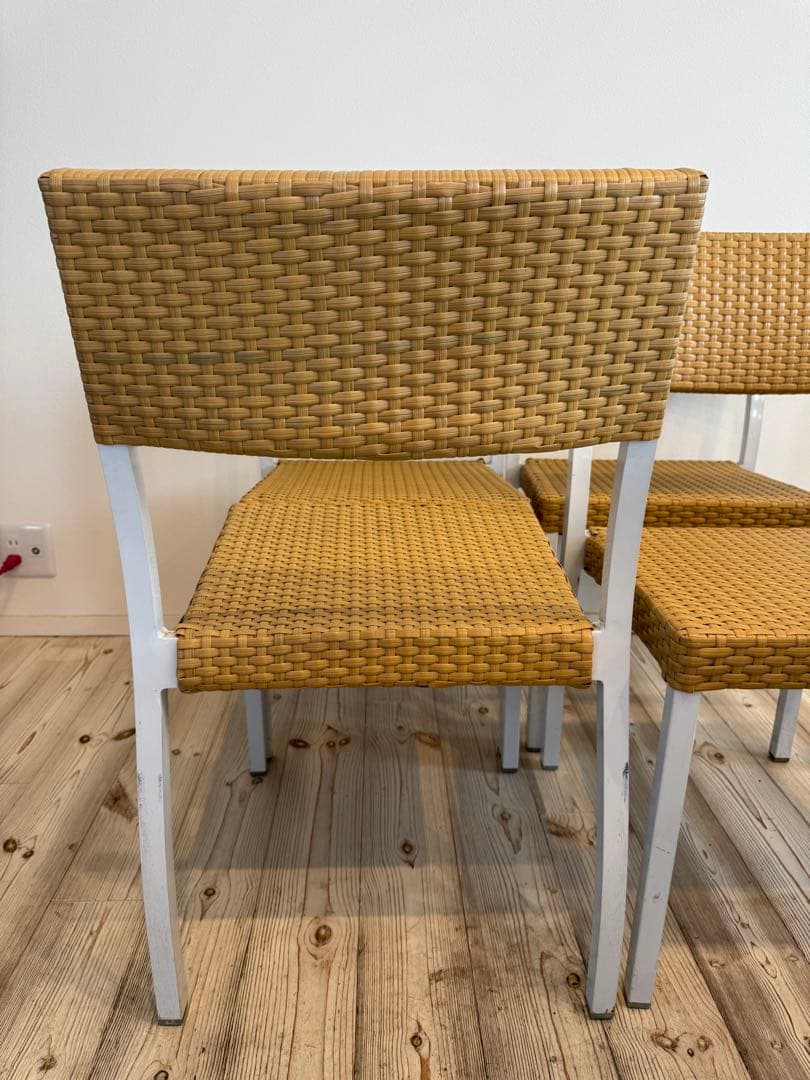 ラタン調スタッキングチェア 4脚セット テラス ガーデンチェア④