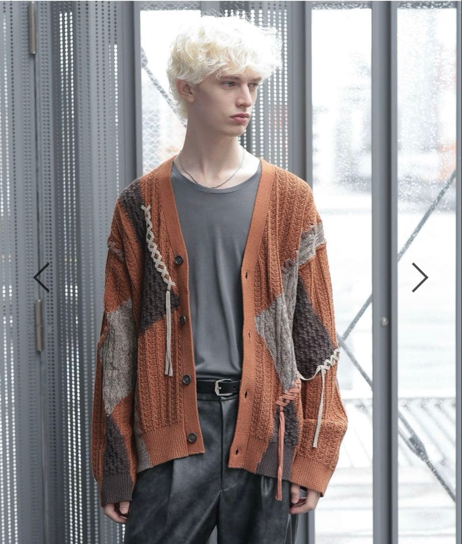 HARE ハイショクステッチニットカーディガン　セーター　オレンジ