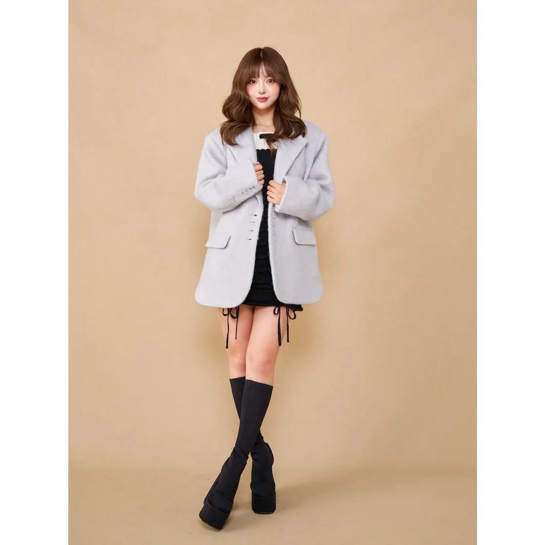 新品タグ付き ダーリッチ シャギーオーバージャケットコート アイボリー