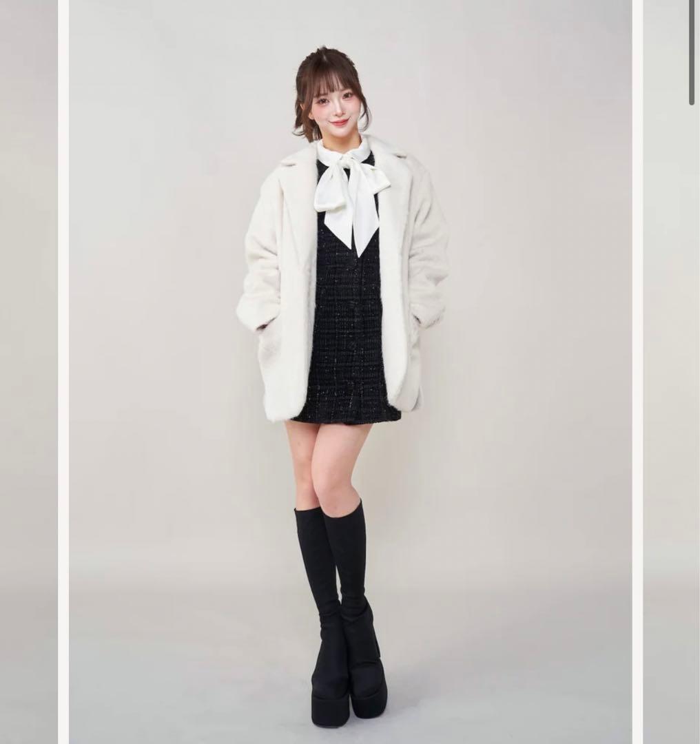 新品タグ付き ダーリッチ シャギーオーバージャケットコート アイボリー