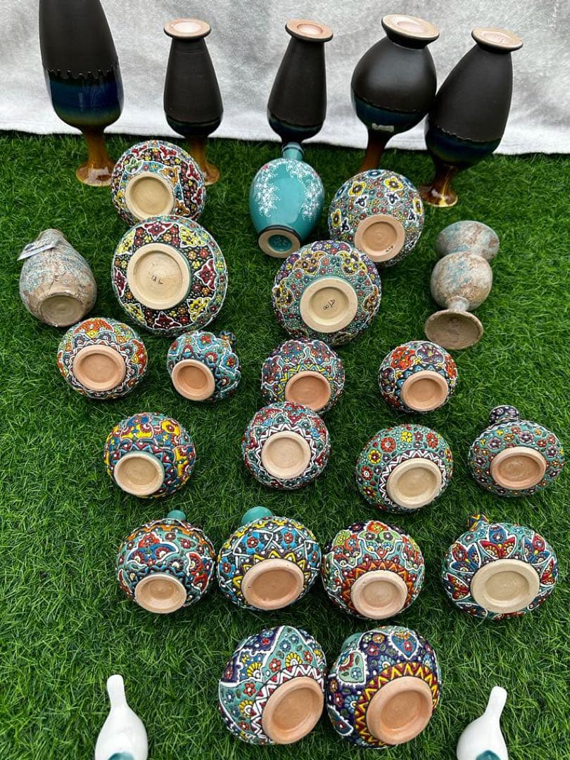 花瓶、イラン　ペルシア　ハメダン　ラルジン　手作り花瓶、まとめ売り　26点