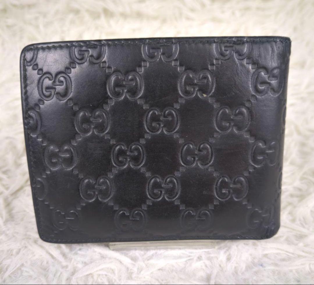 GUCCI ドリアン シマ レザー GGロゴ 二つ折り 財布 小銭ホック訳あり
