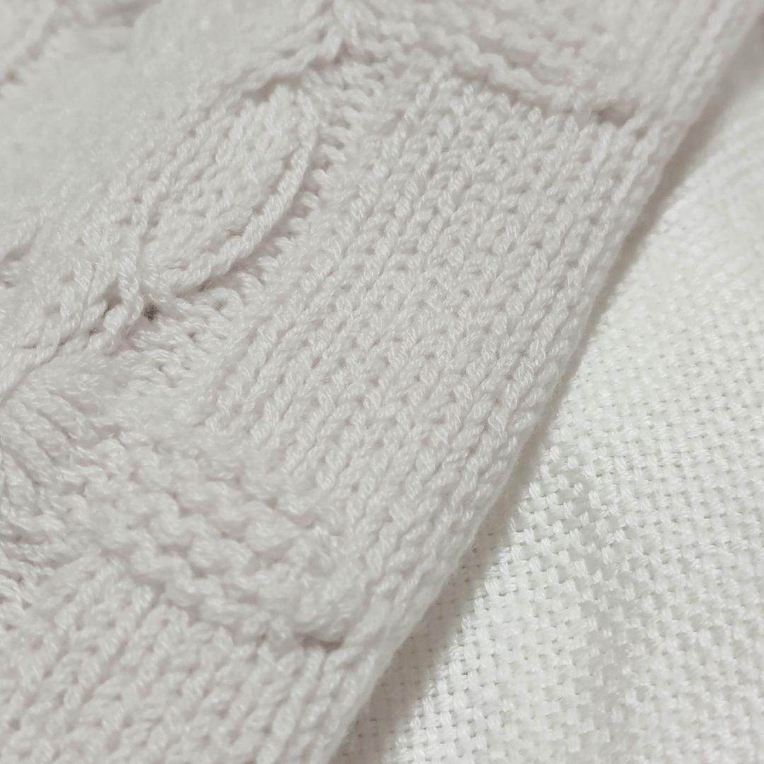 伊製マーロmaloカシミヤ100%ケーブル編みローゲージストールマフラー白