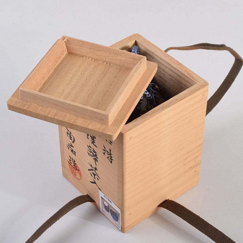 茶道具　唐津焼　四代　中野陶痴造　焼締茶入　仕覆付　共箱　V　8892