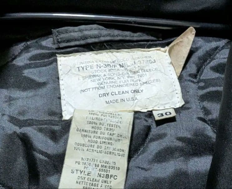 スピワック N-3B ゴールデンフリース 希少サイズ30