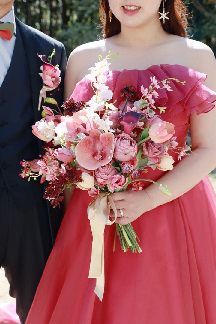 お値下げ）ウェディングブーケ・ブートニア　アーティシャルフラワー