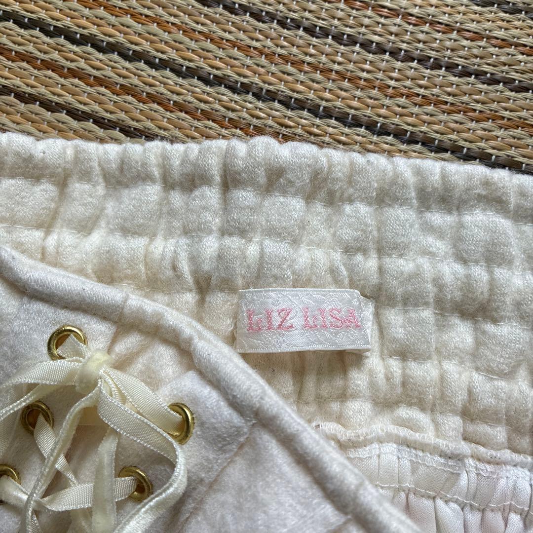 LIZLISA パワネ　花柄　チュール　スカパン　編み上げ　ピンク