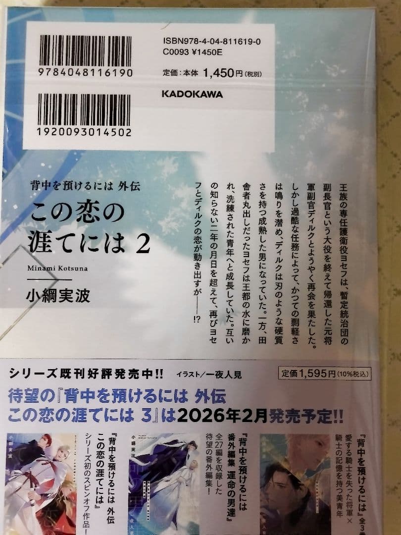 未読 ✿ 背中を預けるには　この恋の涯てには ✿ 小綱実波　BL