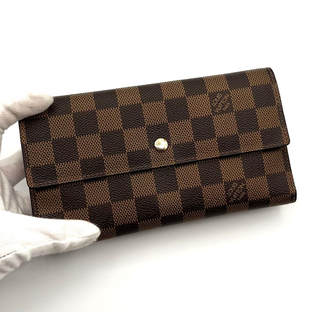 【極美品/新型】ルイヴィトン ダミエ エベヌ インターナショナル 三つ折り財布