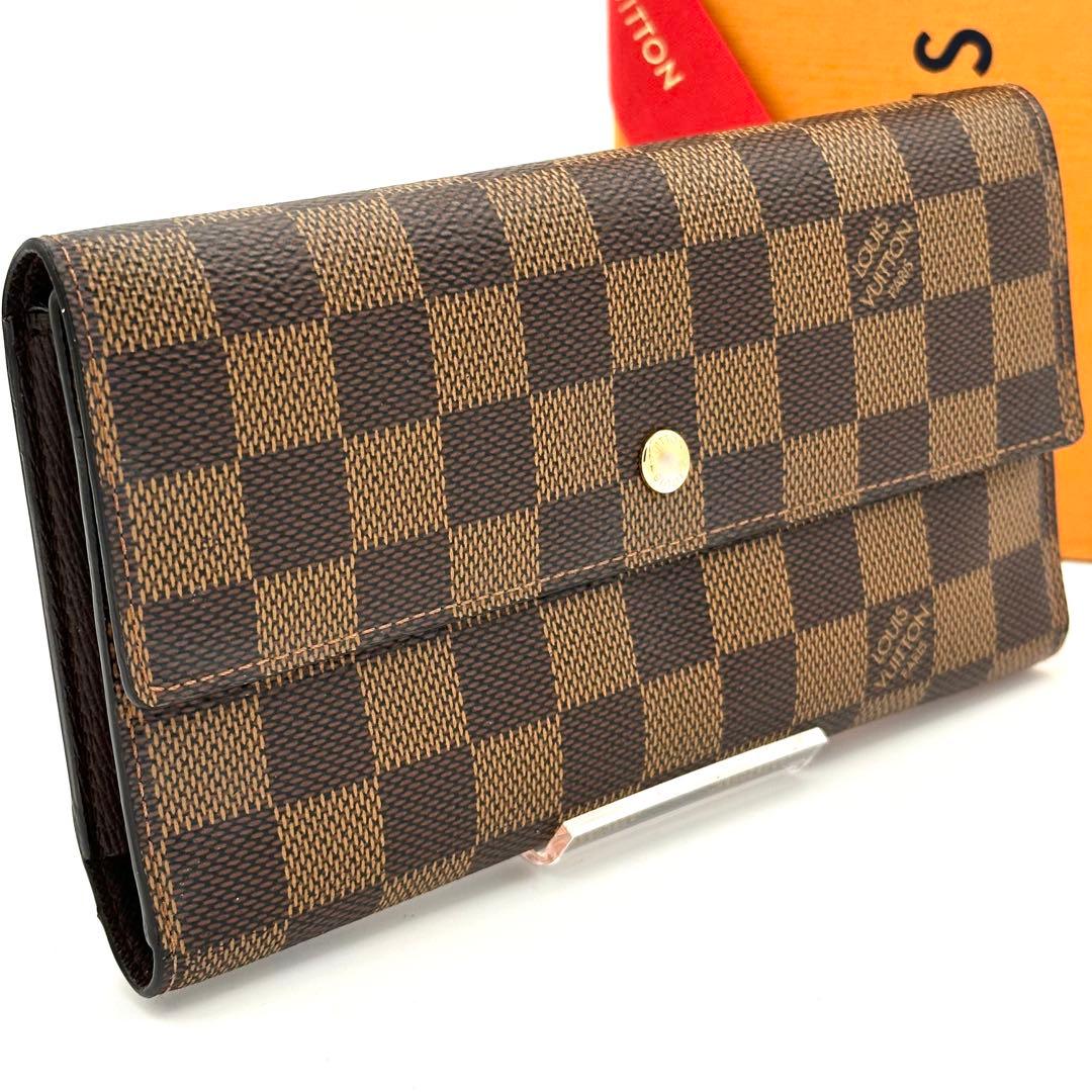 【極美品/新型】ルイヴィトン ダミエ エベヌ インターナショナル 三つ折り財布