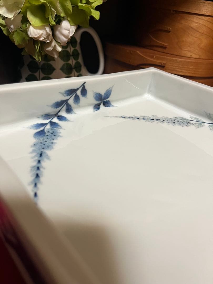 九谷焼　理節　山本長左　角鉢　角皿　箱あり