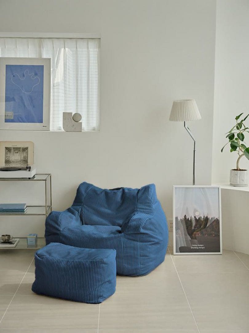 LOOSY 1人掛けビーズソファ＋オットマン Navy