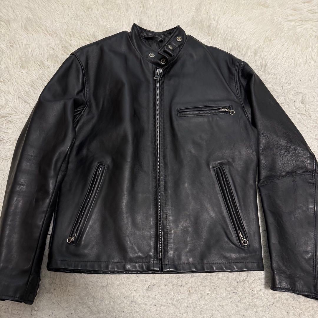 美品Lサイズ相当　ショット　618 シングルライダースジャケット　ライナー付き