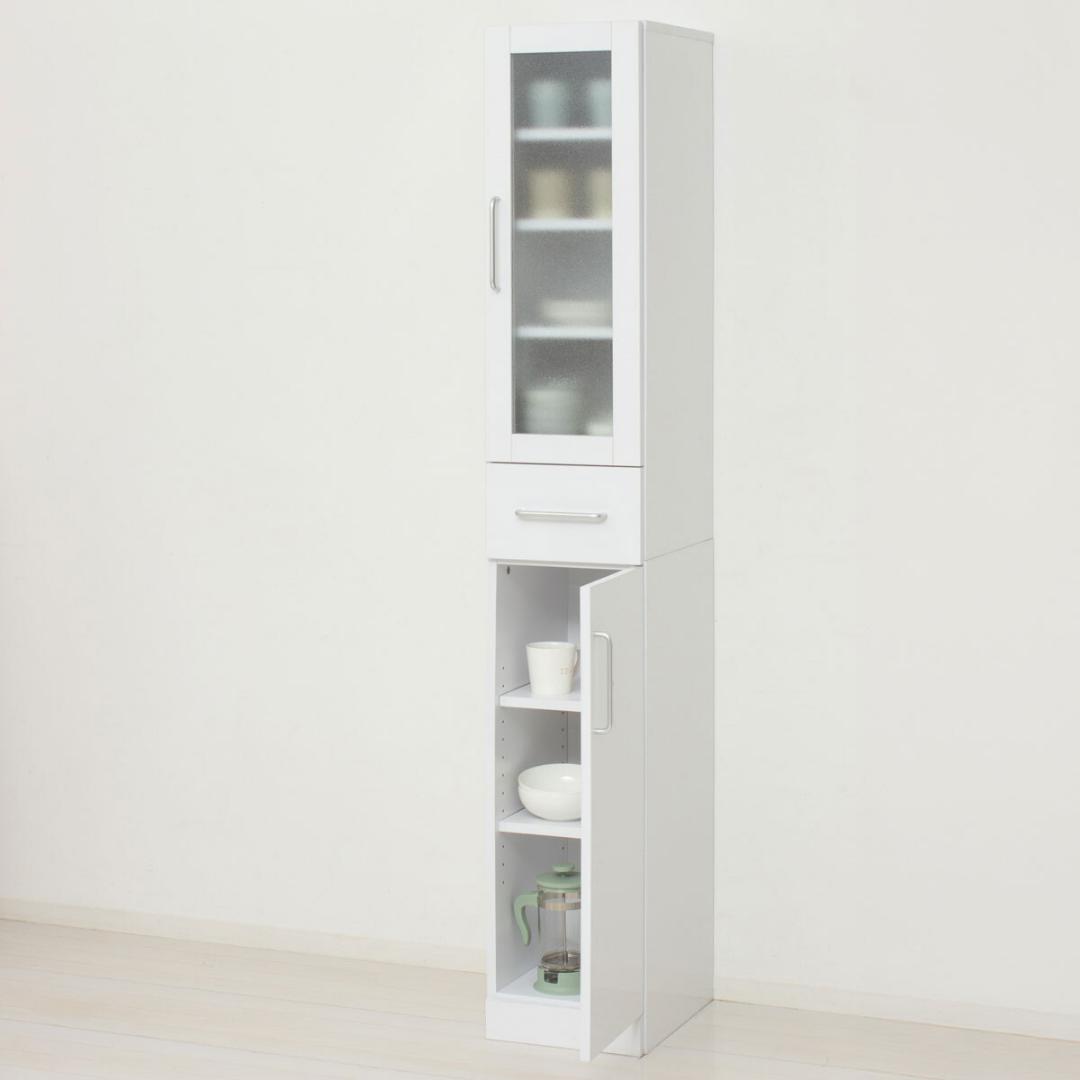 ヌーヴォー　食器棚　サイズ30-180　収納棚　鏡面メラミン仕様　背面化粧仕上げ