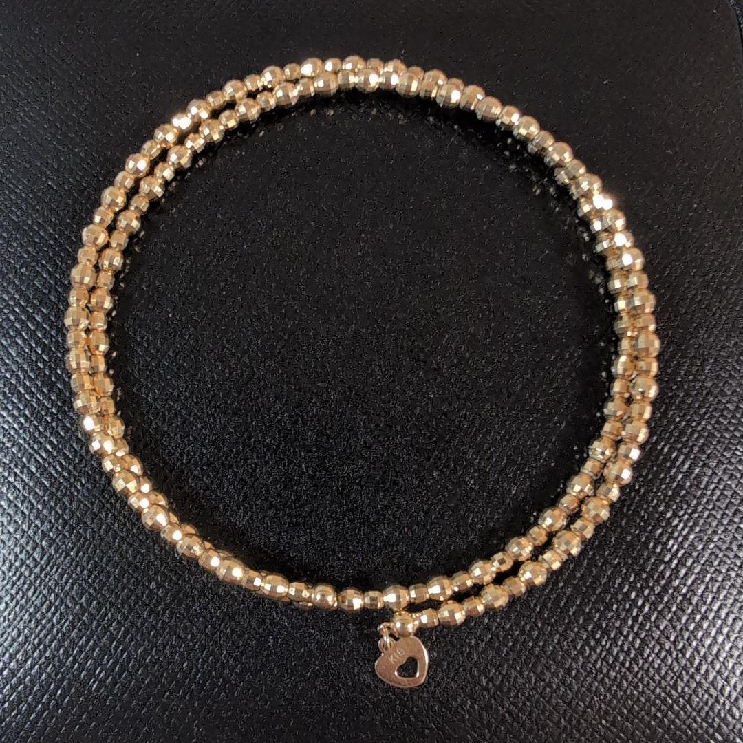 K18刻印18金イエローゴールドカットボールフリーサイズ形状記憶ブレスレット