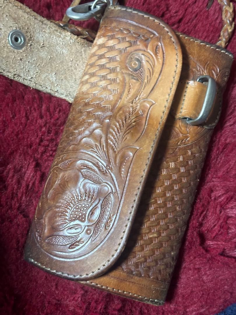 ALZUNI 手彫りバスケットカービングウォレット バイカーズウォレットセット！