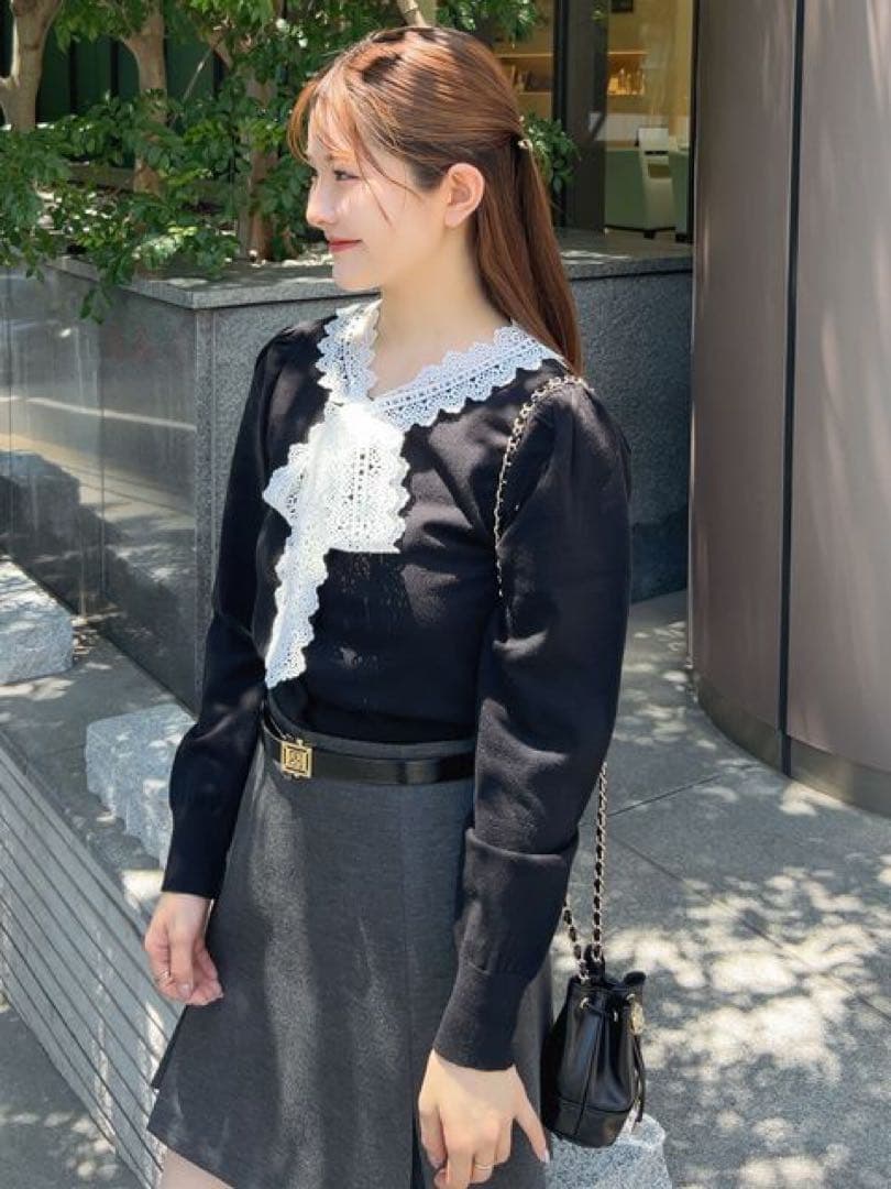 【美品】SNIDEL USAGI ONLINE限定 レースボウタイカーディガン