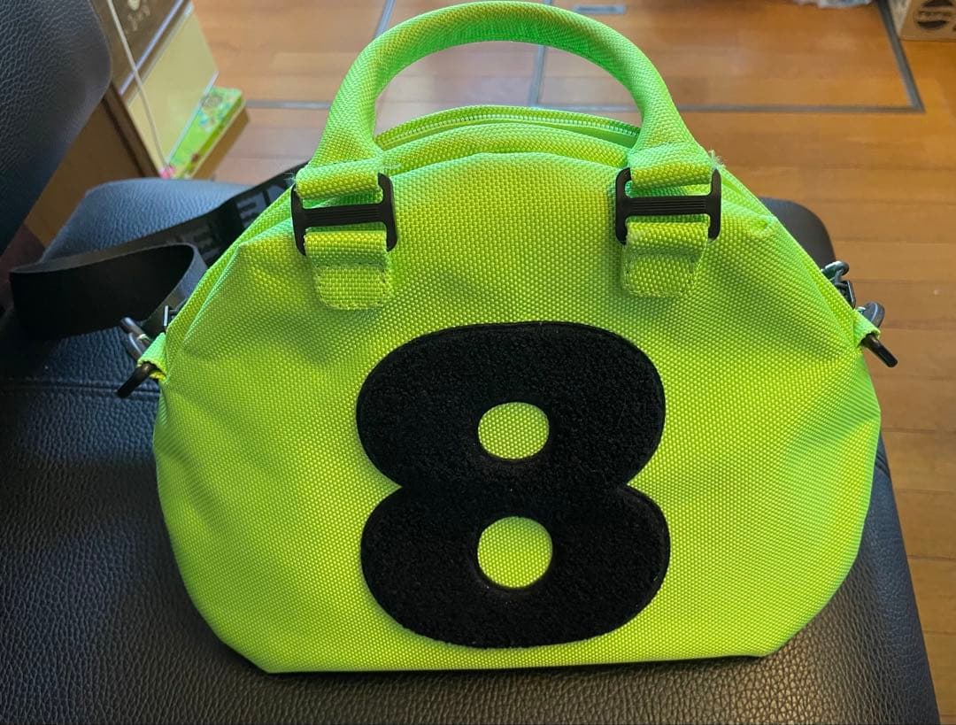 ムータマリン　蛍光グリーン バッグ 数字8