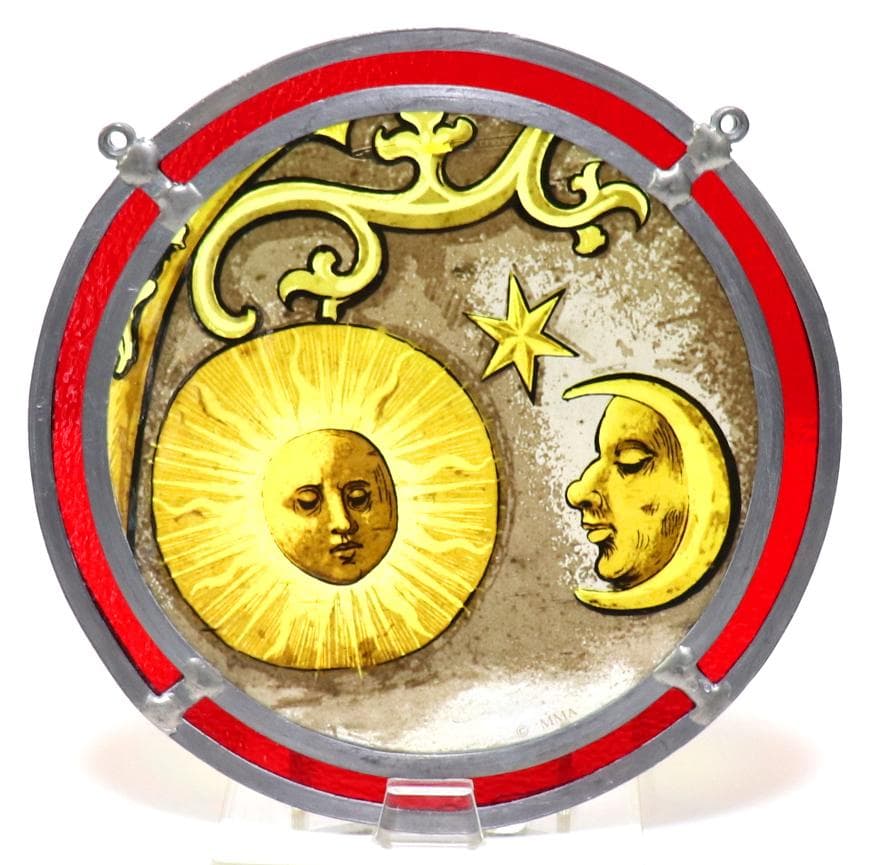 太陽&月&星 ヴィンテージ ステンドグラス 激レア ダブルリム製 メトロポリタン