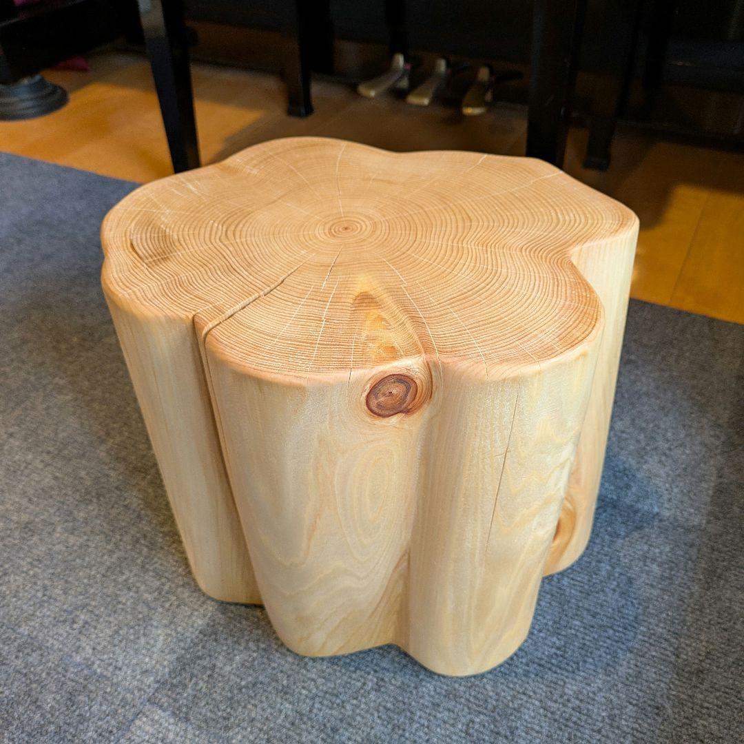 天然ヒバ　切り株　丸太　椅子　スツール　高さ約26.5cm　ヒバ丸太　2点セット