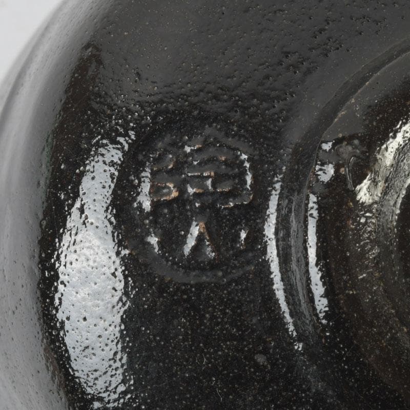 茶道具　伊東陶山造　黒楽筒茶碗　共布共箱　V　9847