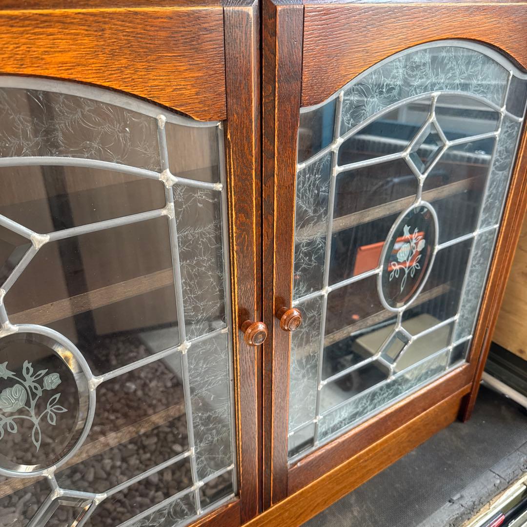 日本製 三越家具 ブルージュ ステンドグラス キャビネット サイドボード　訳あり