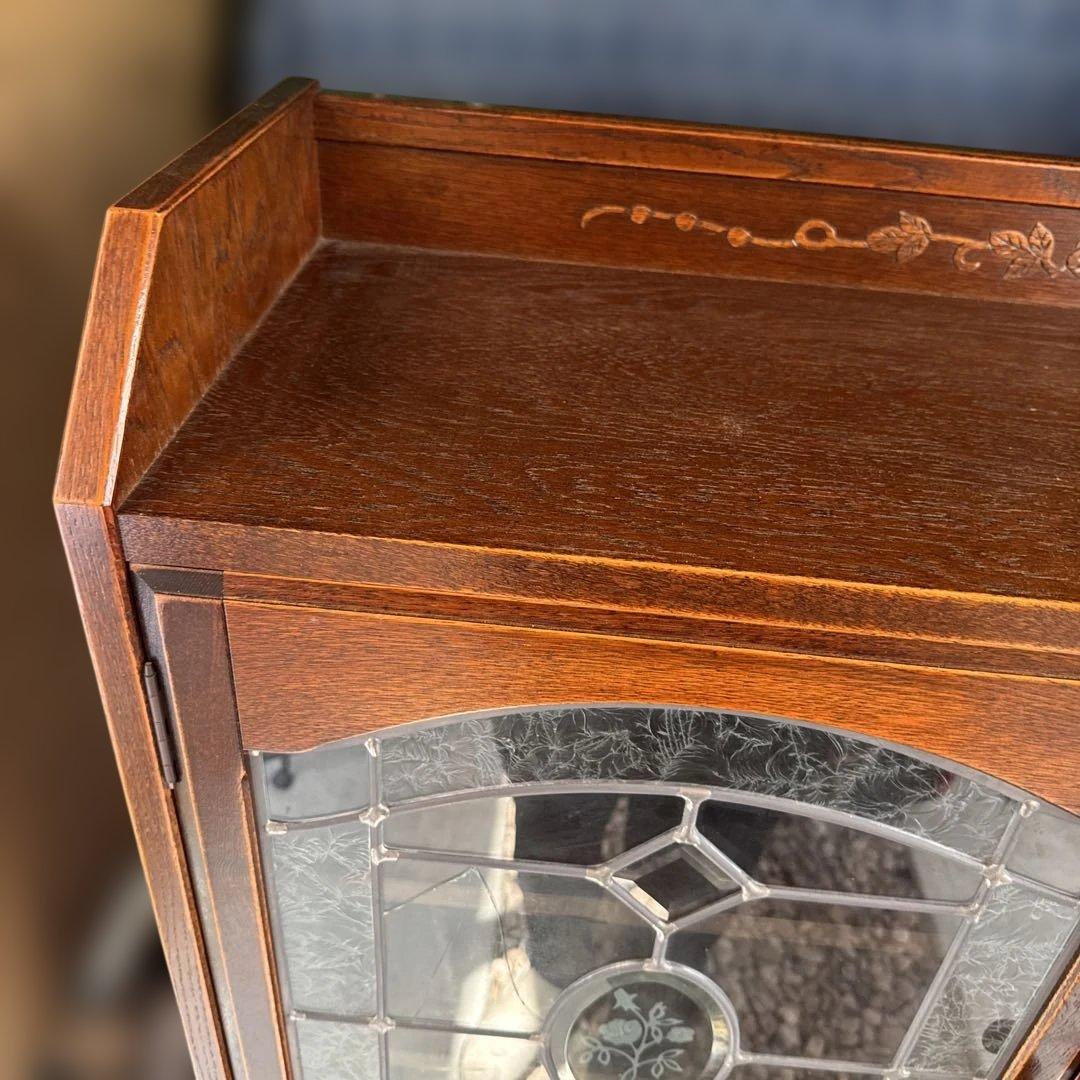 日本製 三越家具 ブルージュ ステンドグラス キャビネット サイドボード　訳あり