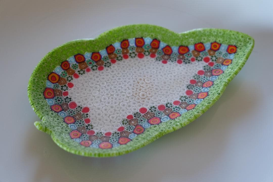 ベネチアングラス プレート ミルフィオリ 時代物 作家物 ムラノガラス 田子美紀