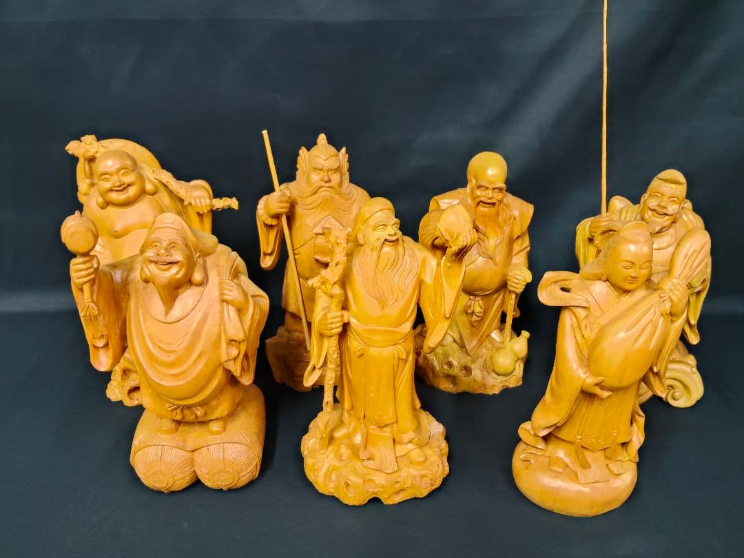 ​七福神 木彫り 置物 全7体揃い 恵比寿 大黒天 弁財天