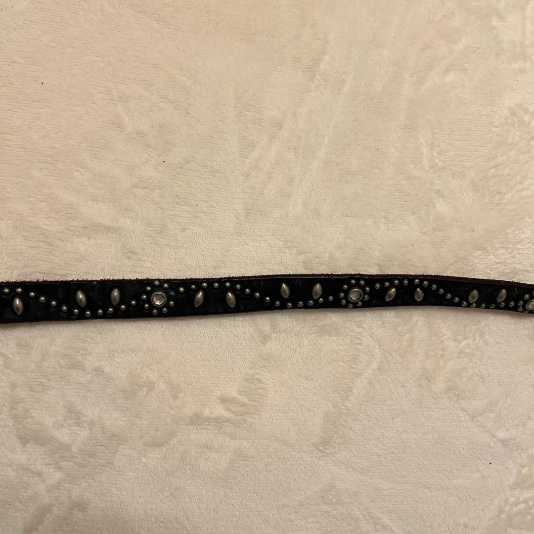 美品 HTC フラワースタッズ ナロー ベルト 32 ブラック黒