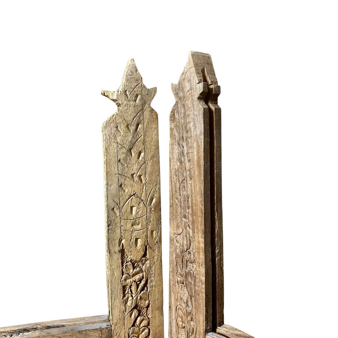 アジアンビンテージ 木製 透かし彫り 4連パーテーション 間仕切り 家具