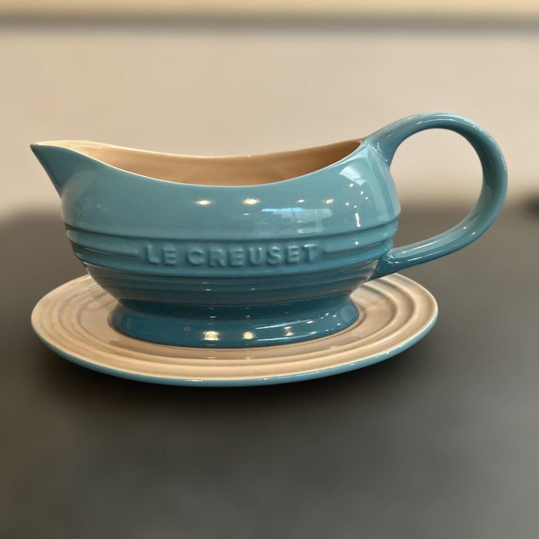 LE CREUSET 青 ソースグレイターとプレートセット