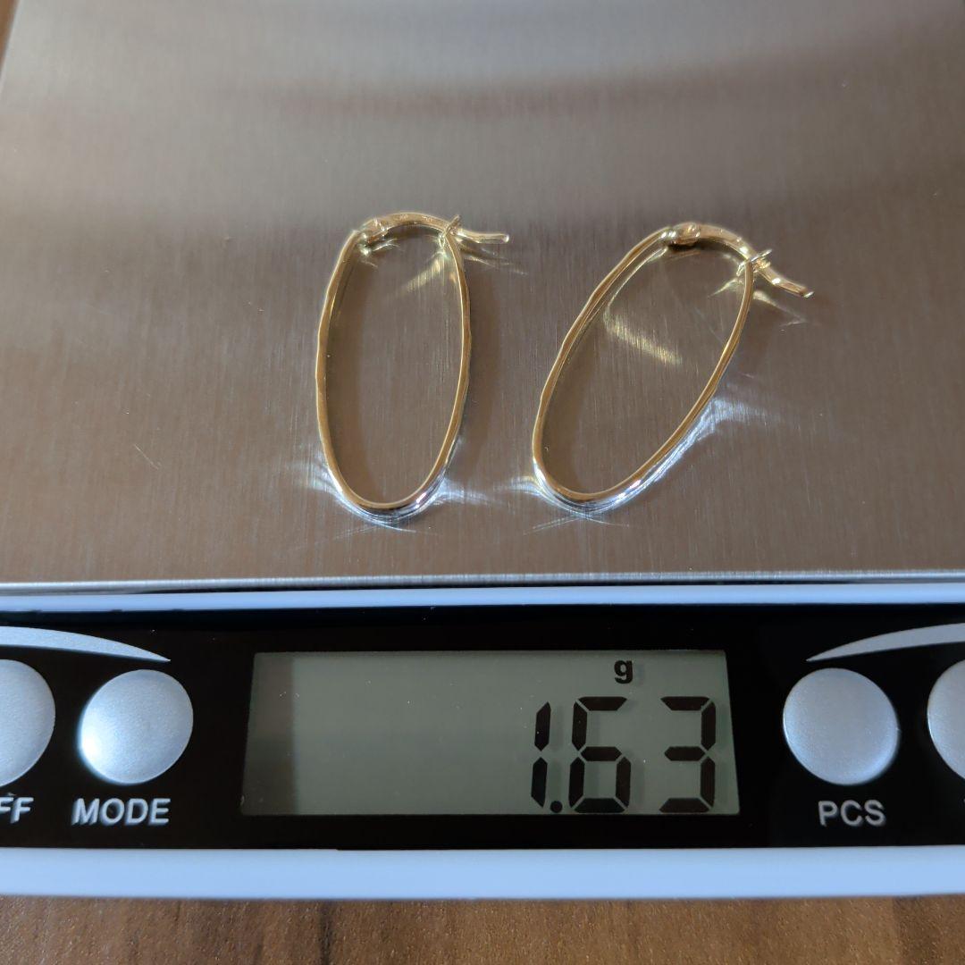 ピアス　750　ITALY　WG　YG　2色　ツートン　スナップ　計1.63g
