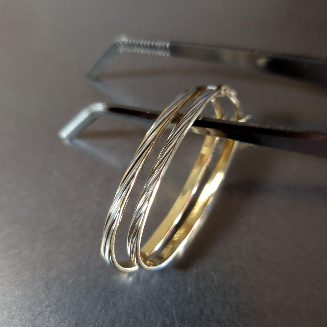 ピアス　750　ITALY　WG　YG　2色　ツートン　スナップ　計1.63g