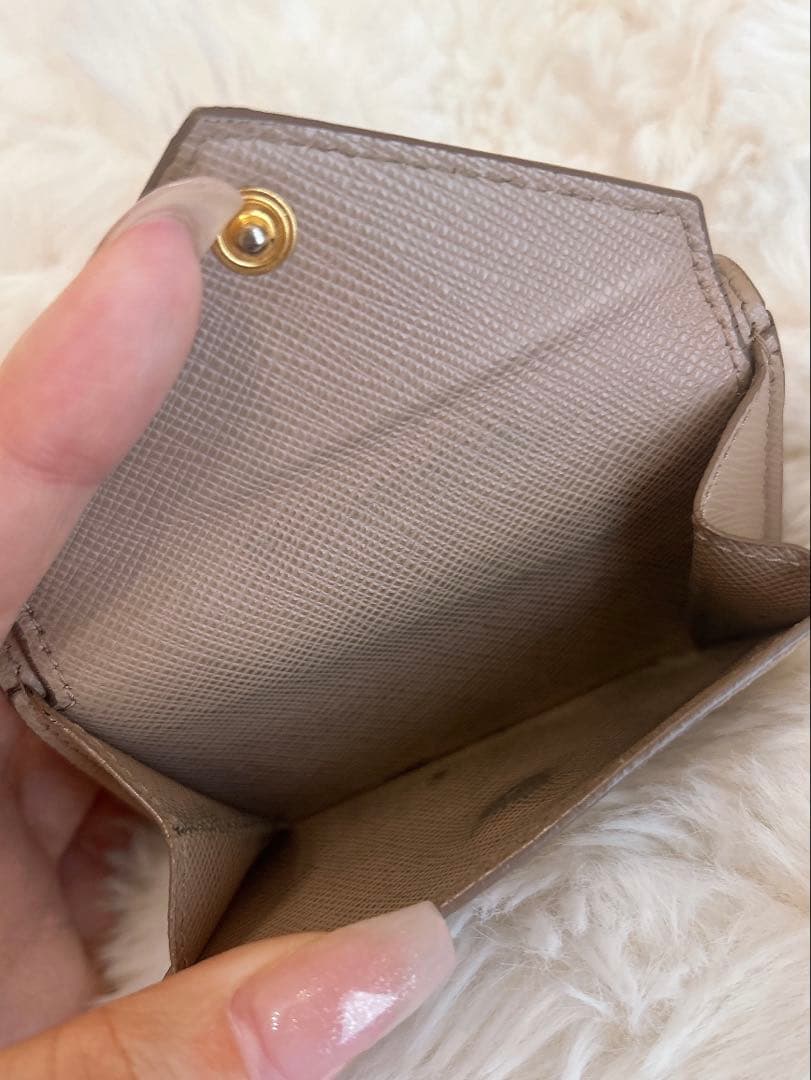 【専用出品】PRADA サフィアーノ　三つ折り　ミニ財布　ピンクベージュ
