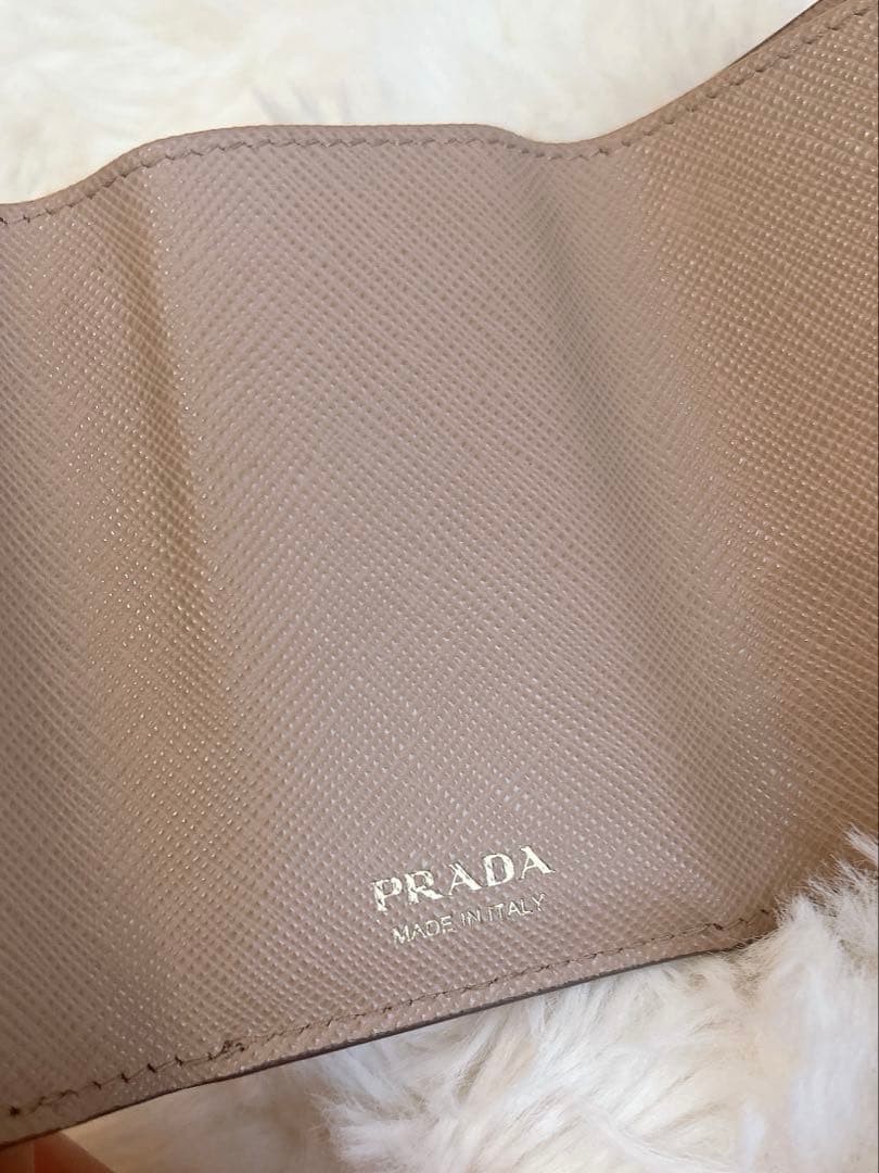 【専用出品】PRADA サフィアーノ　三つ折り　ミニ財布　ピンクベージュ