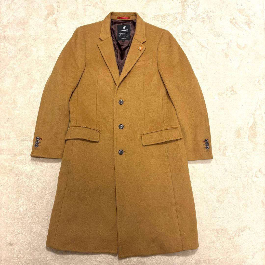 【美品】ラブレス ロングチェスターコート ウール 本切羽 ベージュ M