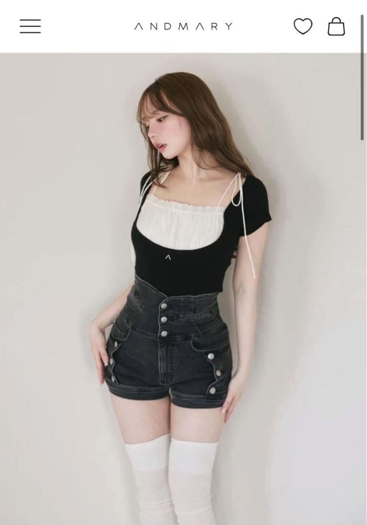 パンツ andmary Ribbon denim allinone