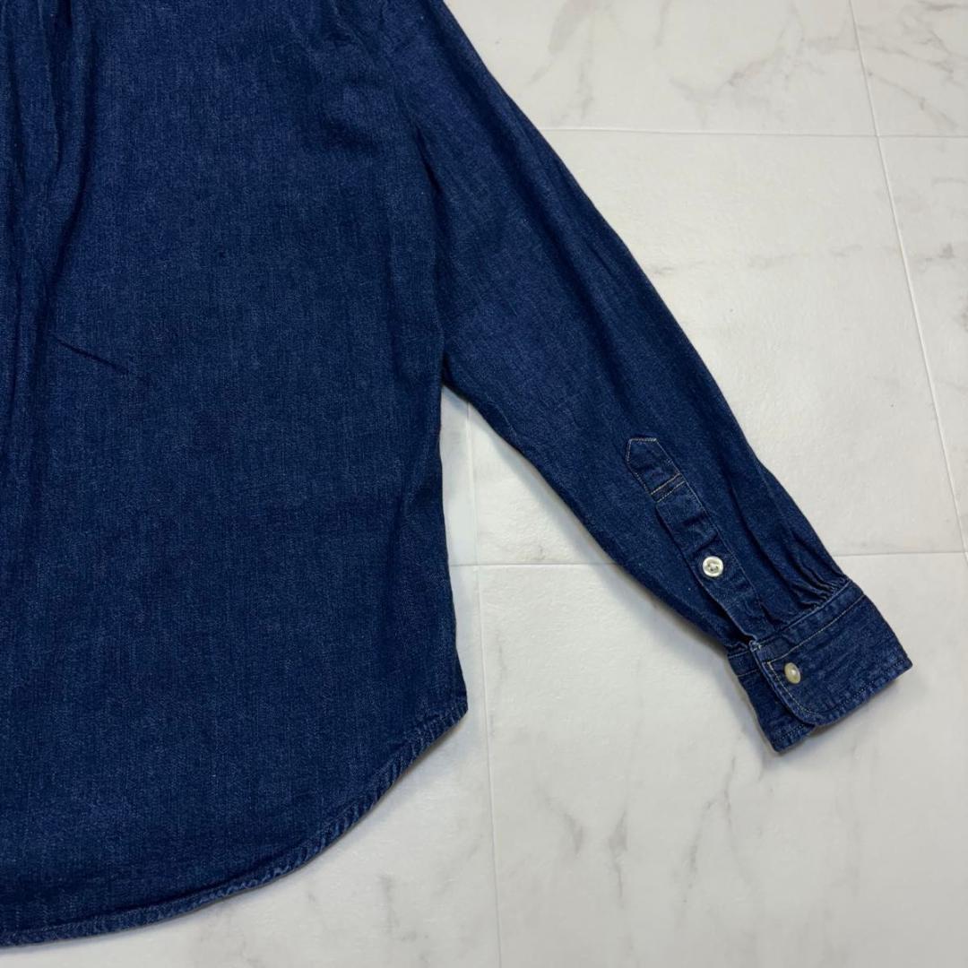 オアスロウ　デニムシャツ　日本製　インディゴ　M相当　ボタンダウン　青　長袖