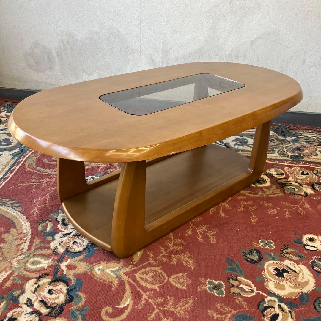 昭和レトロ マルニ 木製オーバルテーブル センターテーブル 古家具 ビンテージ