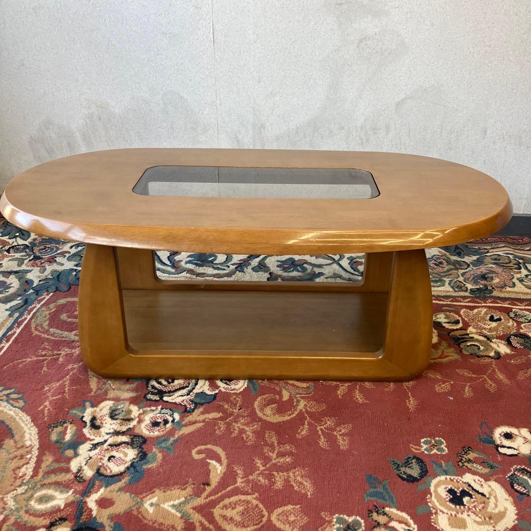 昭和レトロ マルニ 木製オーバルテーブル センターテーブル 古家具 ビンテージ