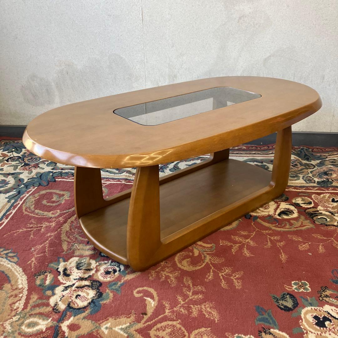 昭和レトロ マルニ 木製オーバルテーブル センターテーブル 古家具 ビンテージ