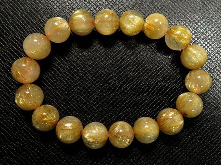 最高級g1500円★黄金タイチンルチル水晶ブレスレット11.5mm定価6.6万円