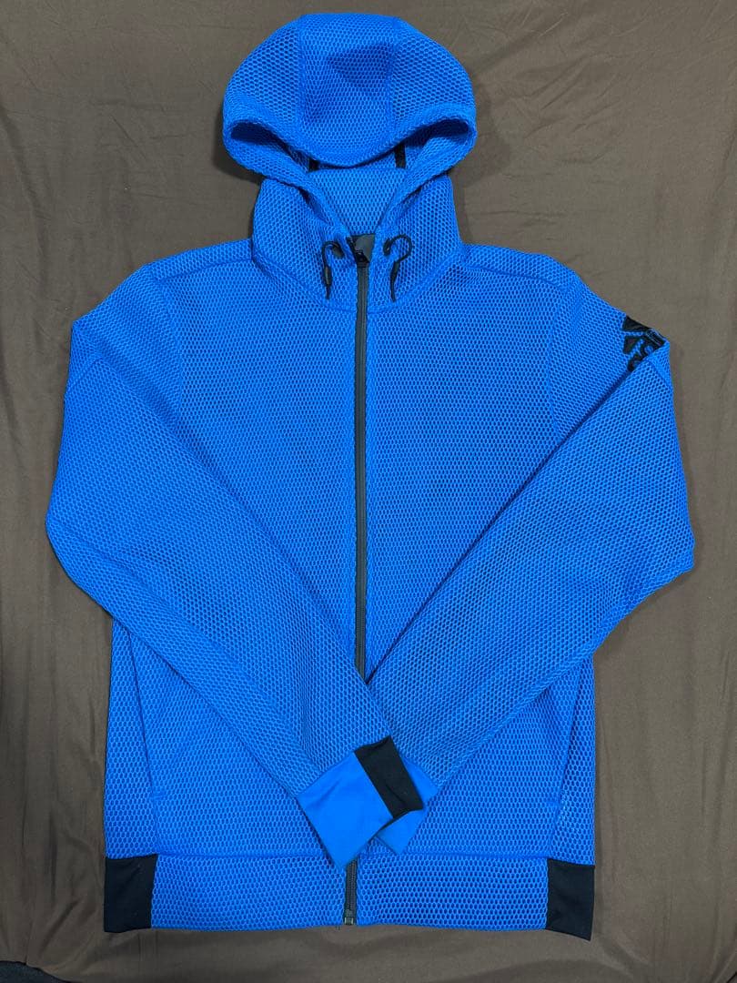 adidas メッシュ フード付きジャケット 青