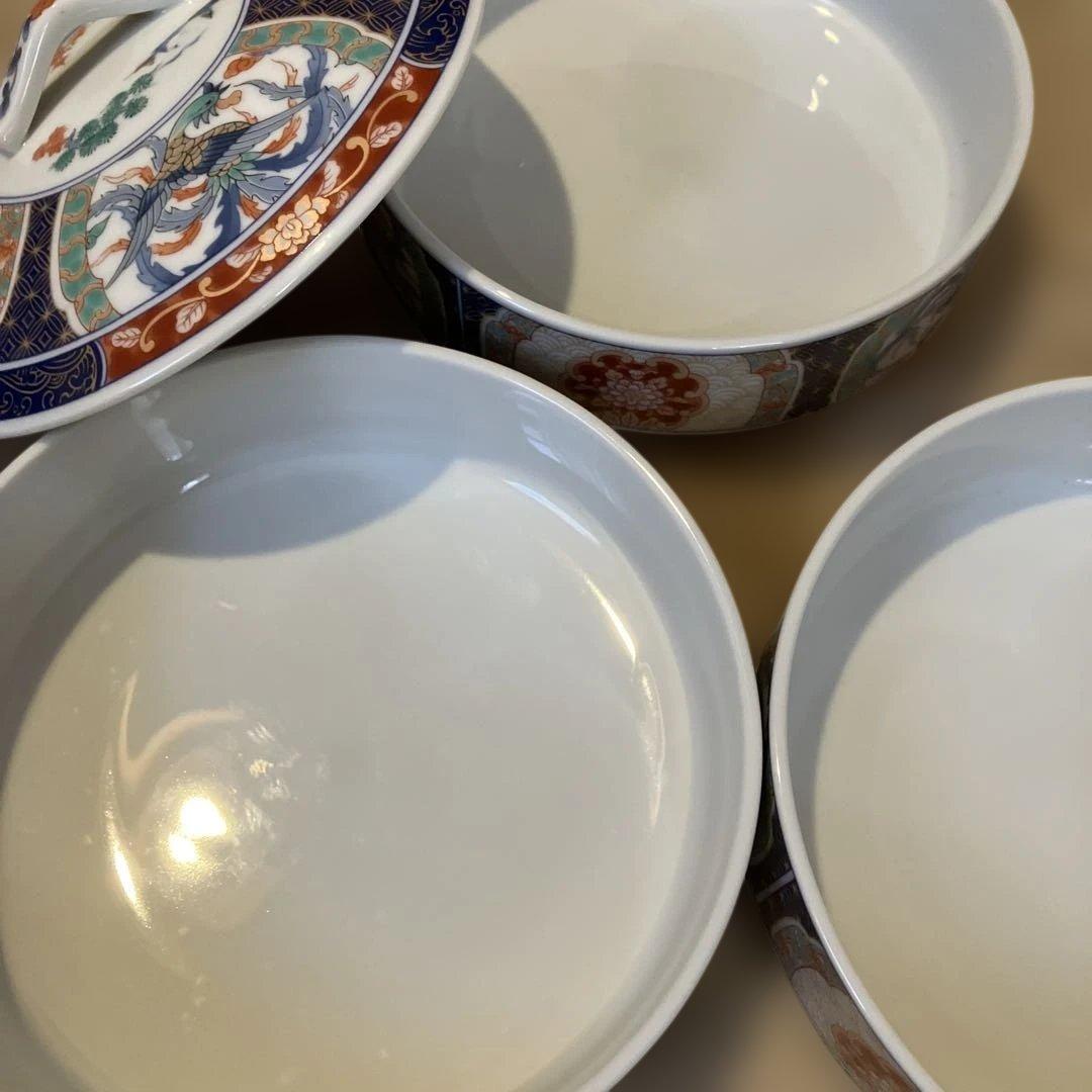 有田焼　庫山窯　魯山窯　陶器製　三段重　蓋付き容器　5セットおまとめ